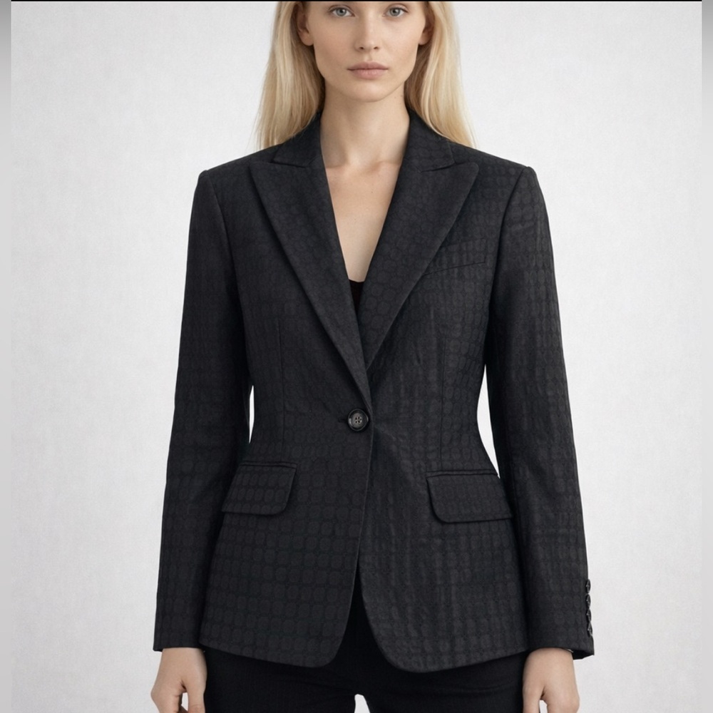 BCBGMAXAZARIA Martine B The Single Button Jacket Blazer Black NWT Size Small